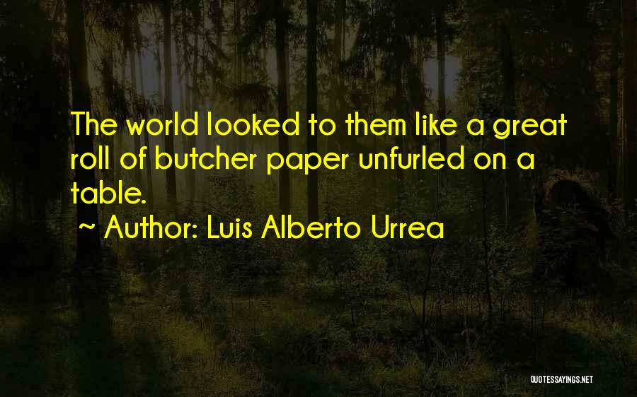 Luis Alberto Urrea Quotes: The World Looked To Them Like A Great Roll Of Butcher Paper Unfurled On A Table.