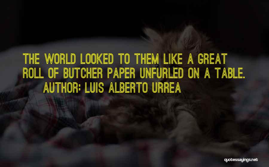Luis Alberto Urrea Quotes: The World Looked To Them Like A Great Roll Of Butcher Paper Unfurled On A Table.
