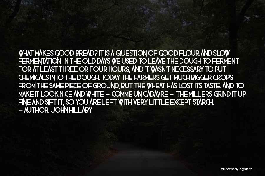 John Hillaby Quotes: What Makes Good Bread? It Is A Question Of Good Flour And Slow Fermentation. In The Old Days We Used