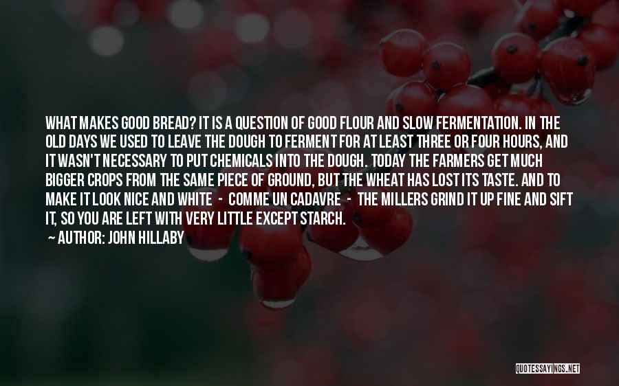 John Hillaby Quotes: What Makes Good Bread? It Is A Question Of Good Flour And Slow Fermentation. In The Old Days We Used