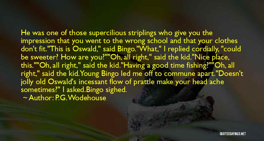 P.G. Wodehouse Quotes: He Was One Of Those Supercilious Striplings Who Give You The Impression That You Went To The Wrong School And