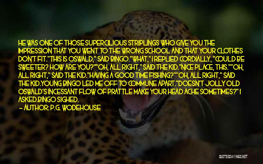 P.G. Wodehouse Quotes: He Was One Of Those Supercilious Striplings Who Give You The Impression That You Went To The Wrong School And