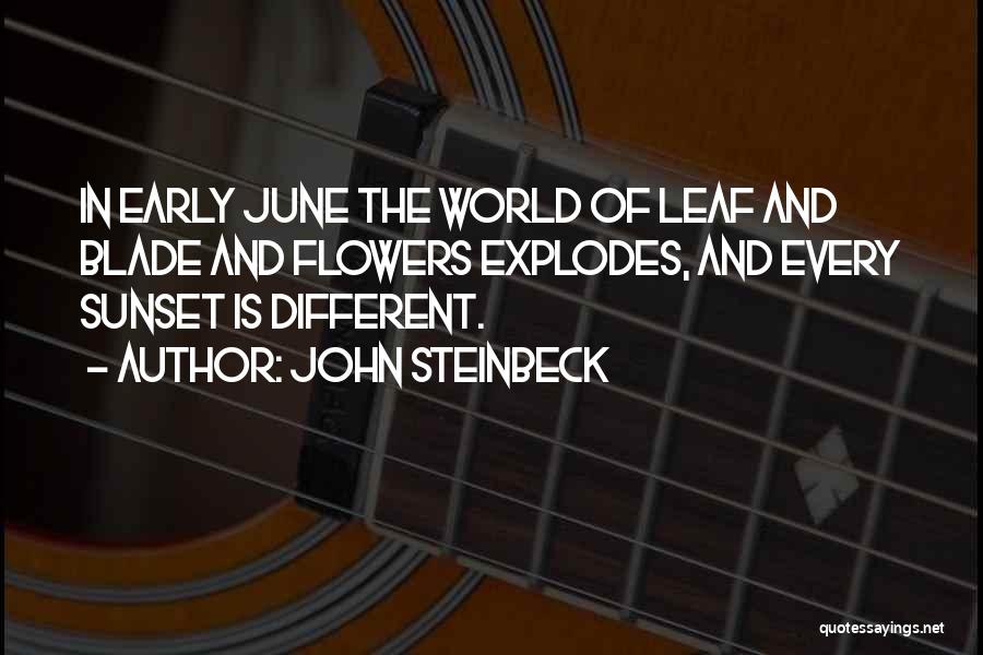 John Steinbeck Quotes: In Early June The World Of Leaf And Blade And Flowers Explodes, And Every Sunset Is Different.