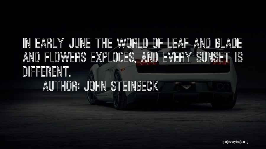 John Steinbeck Quotes: In Early June The World Of Leaf And Blade And Flowers Explodes, And Every Sunset Is Different.