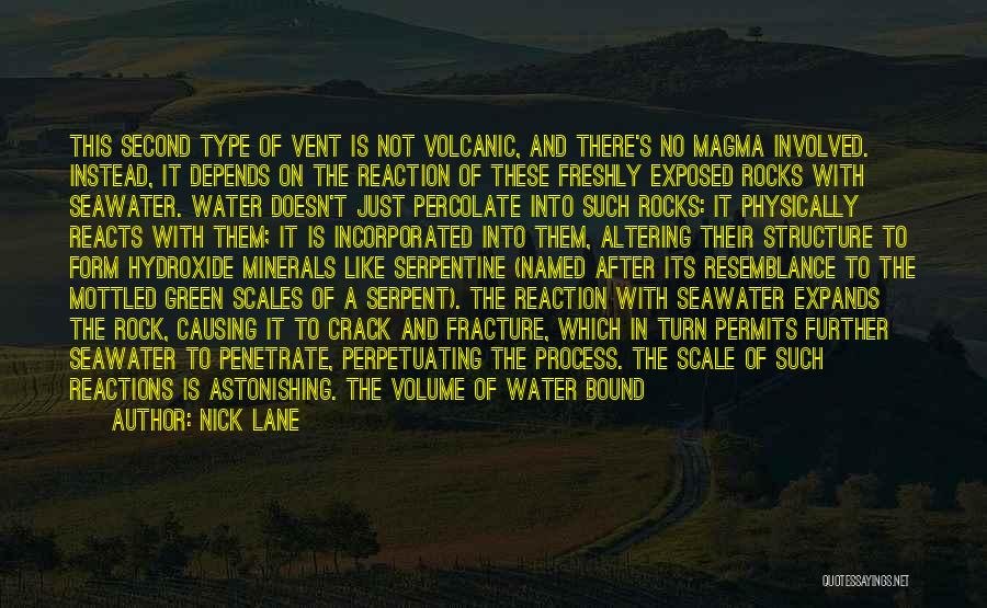 Nick Lane Quotes: This Second Type Of Vent Is Not Volcanic, And There's No Magma Involved. Instead, It Depends On The Reaction Of