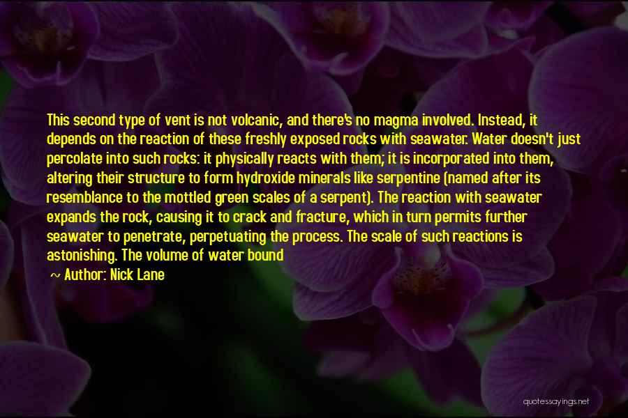 Nick Lane Quotes: This Second Type Of Vent Is Not Volcanic, And There's No Magma Involved. Instead, It Depends On The Reaction Of