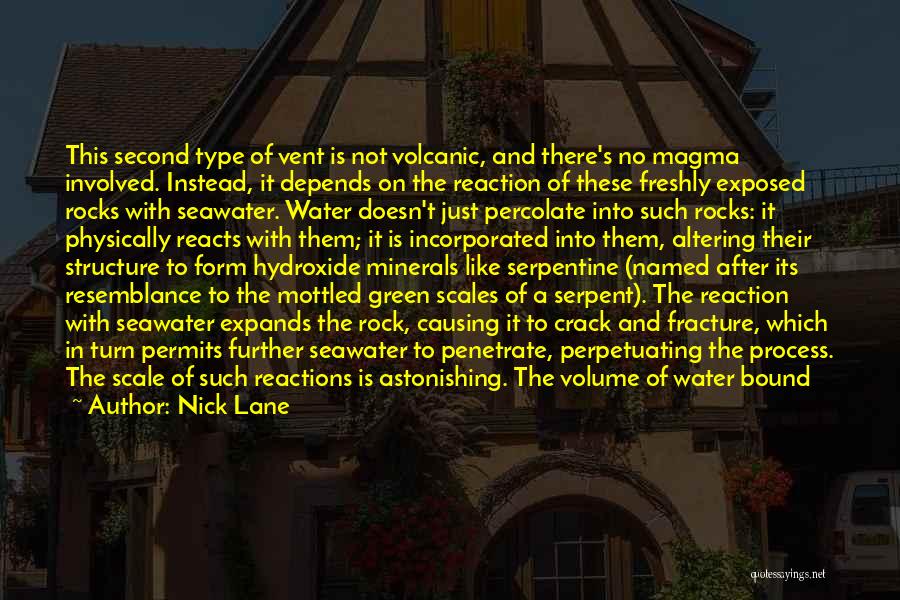 Nick Lane Quotes: This Second Type Of Vent Is Not Volcanic, And There's No Magma Involved. Instead, It Depends On The Reaction Of