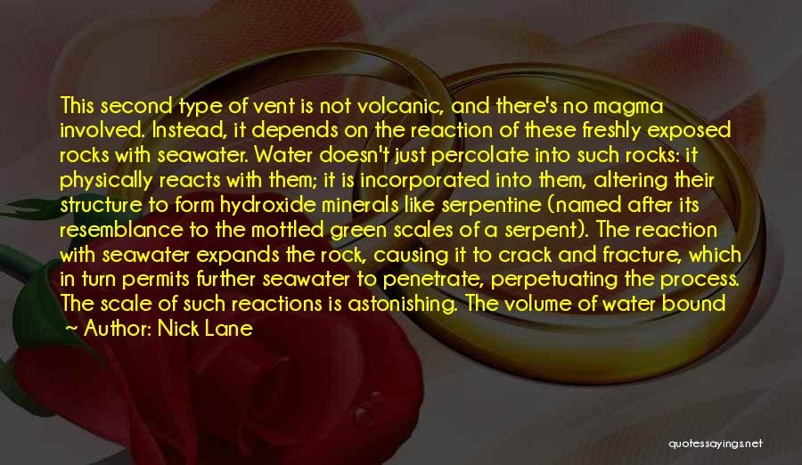 Nick Lane Quotes: This Second Type Of Vent Is Not Volcanic, And There's No Magma Involved. Instead, It Depends On The Reaction Of