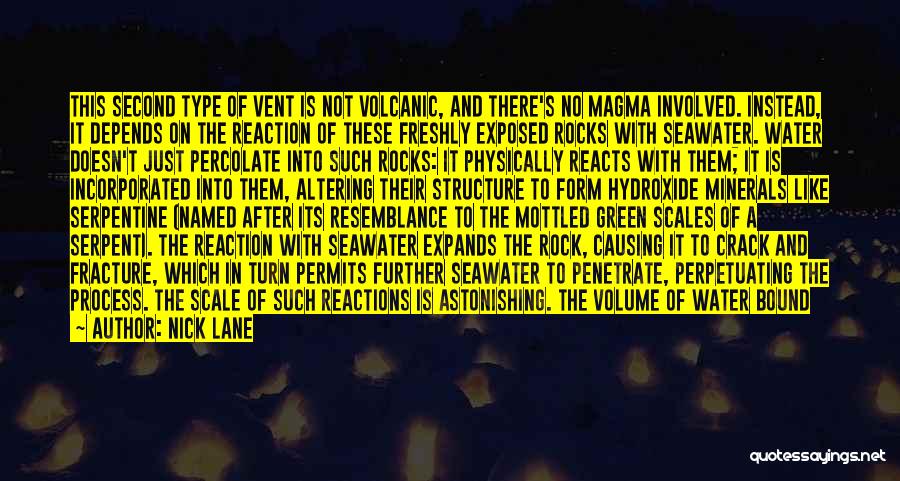 Nick Lane Quotes: This Second Type Of Vent Is Not Volcanic, And There's No Magma Involved. Instead, It Depends On The Reaction Of