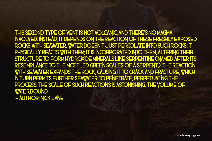 Nick Lane Quotes: This Second Type Of Vent Is Not Volcanic, And There's No Magma Involved. Instead, It Depends On The Reaction Of