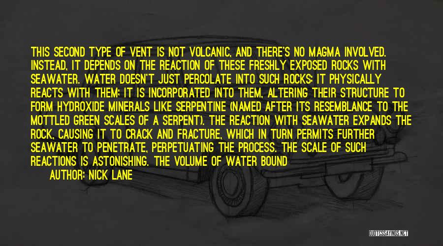 Nick Lane Quotes: This Second Type Of Vent Is Not Volcanic, And There's No Magma Involved. Instead, It Depends On The Reaction Of