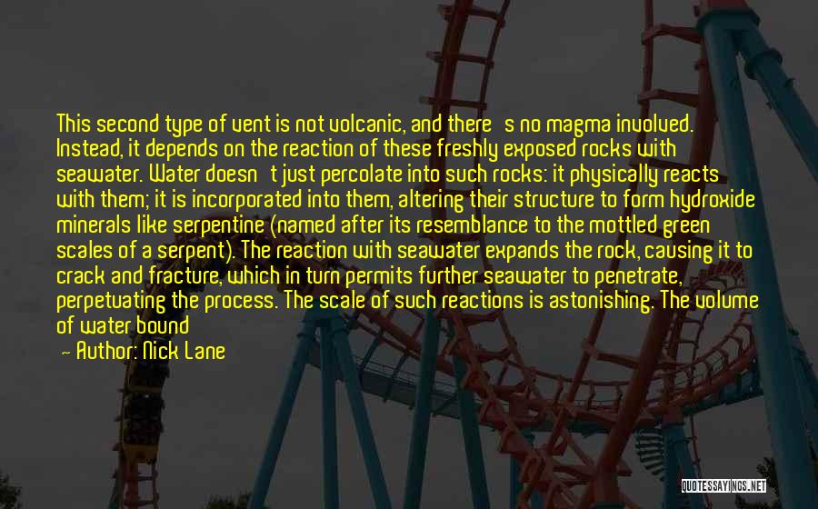 Nick Lane Quotes: This Second Type Of Vent Is Not Volcanic, And There's No Magma Involved. Instead, It Depends On The Reaction Of