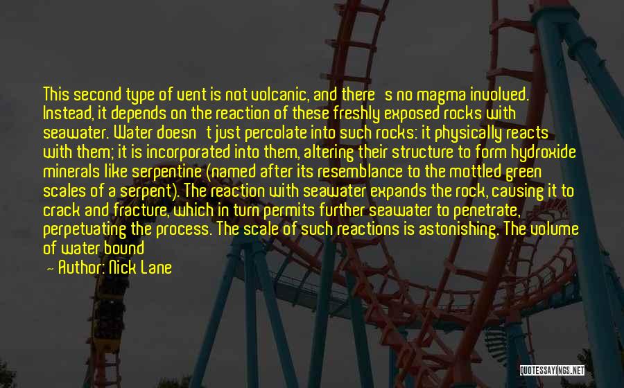 Nick Lane Quotes: This Second Type Of Vent Is Not Volcanic, And There's No Magma Involved. Instead, It Depends On The Reaction Of