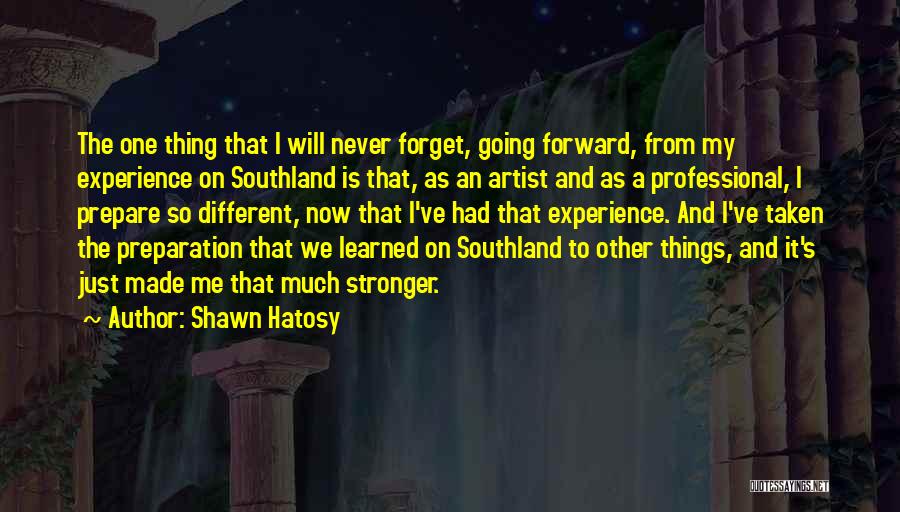 Shawn Hatosy Quotes: The One Thing That I Will Never Forget, Going Forward, From My Experience On Southland Is That, As An Artist