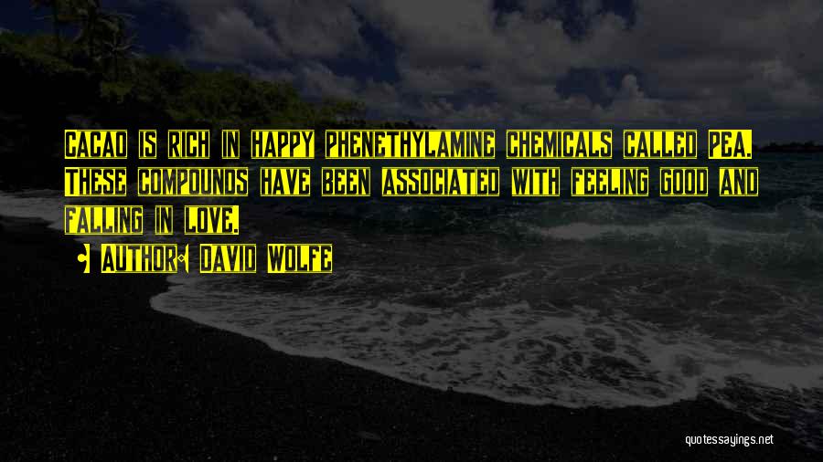 David Wolfe Quotes: Cacao Is Rich In Happy Phenethylamine Chemicals Called Pea. These Compounds Have Been Associated With Feeling Good And Falling In