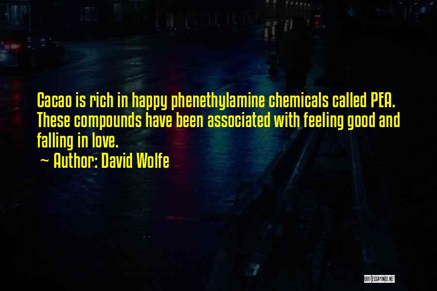 David Wolfe Quotes: Cacao Is Rich In Happy Phenethylamine Chemicals Called Pea. These Compounds Have Been Associated With Feeling Good And Falling In
