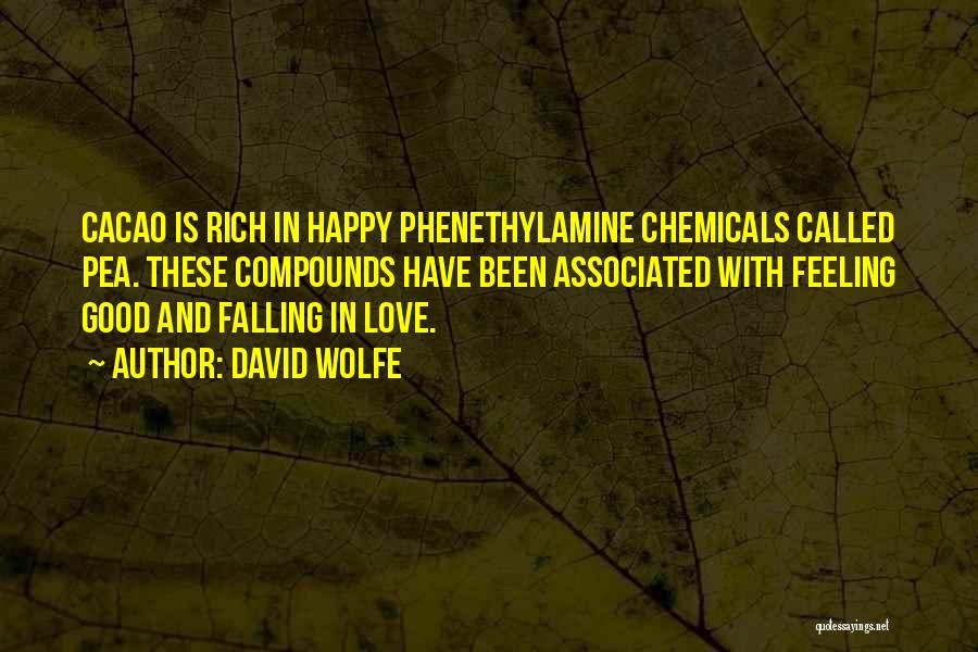 David Wolfe Quotes: Cacao Is Rich In Happy Phenethylamine Chemicals Called Pea. These Compounds Have Been Associated With Feeling Good And Falling In