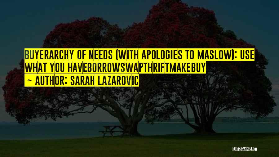 Sarah Lazarovic Quotes: Buyerarchy Of Needs (with Apologies To Maslow): Use What You Haveborrowswapthriftmakebuy