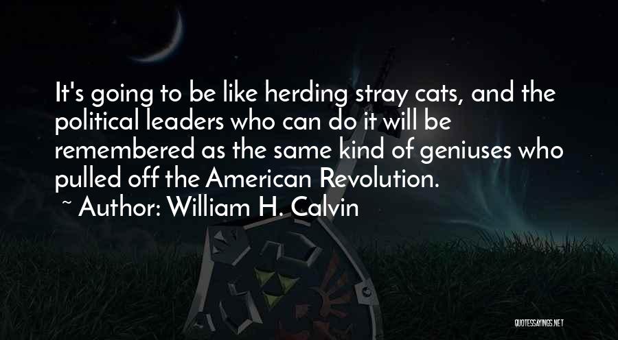 William H. Calvin Quotes: It's Going To Be Like Herding Stray Cats, And The Political Leaders Who Can Do It Will Be Remembered As