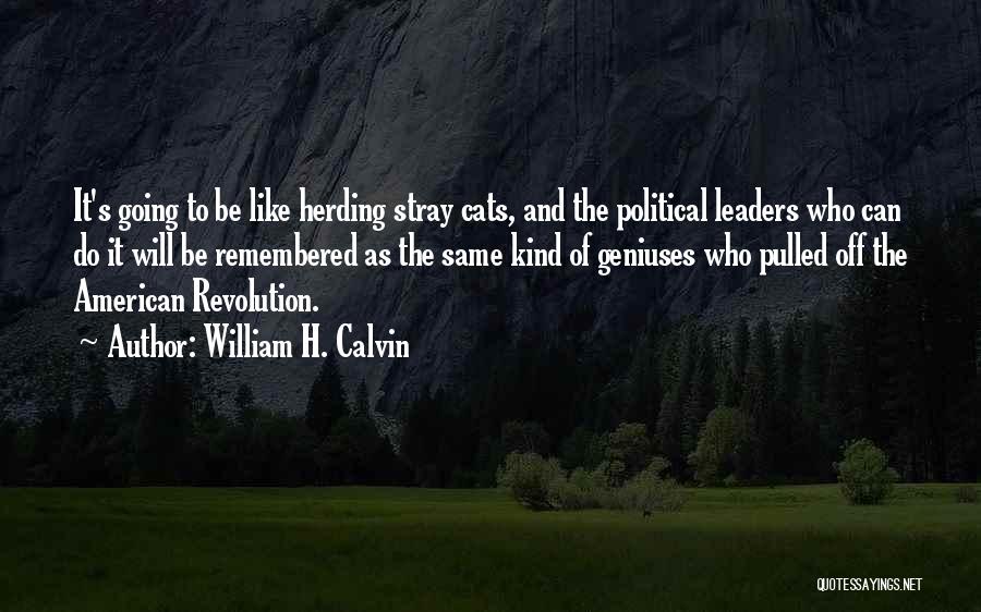 William H. Calvin Quotes: It's Going To Be Like Herding Stray Cats, And The Political Leaders Who Can Do It Will Be Remembered As