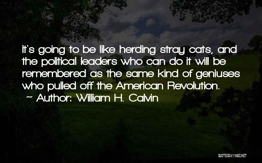 William H. Calvin Quotes: It's Going To Be Like Herding Stray Cats, And The Political Leaders Who Can Do It Will Be Remembered As