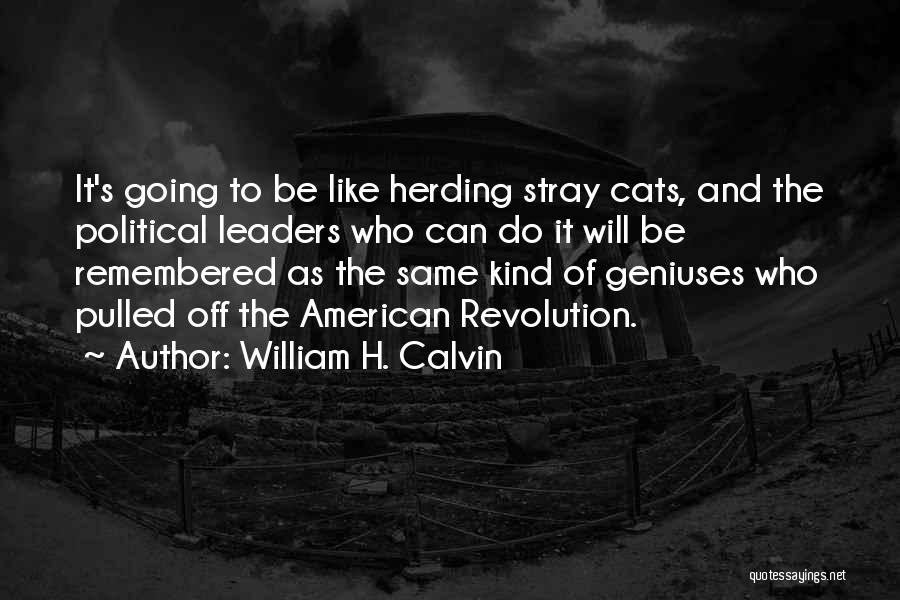 William H. Calvin Quotes: It's Going To Be Like Herding Stray Cats, And The Political Leaders Who Can Do It Will Be Remembered As