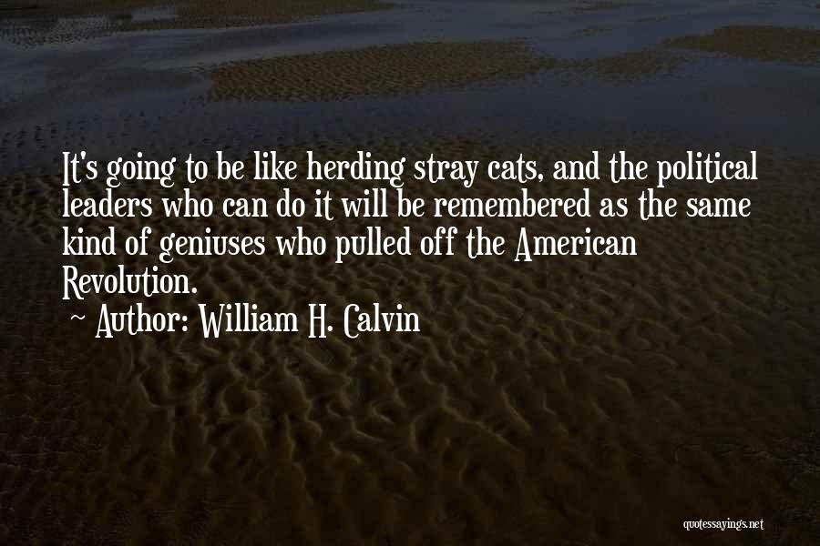 William H. Calvin Quotes: It's Going To Be Like Herding Stray Cats, And The Political Leaders Who Can Do It Will Be Remembered As