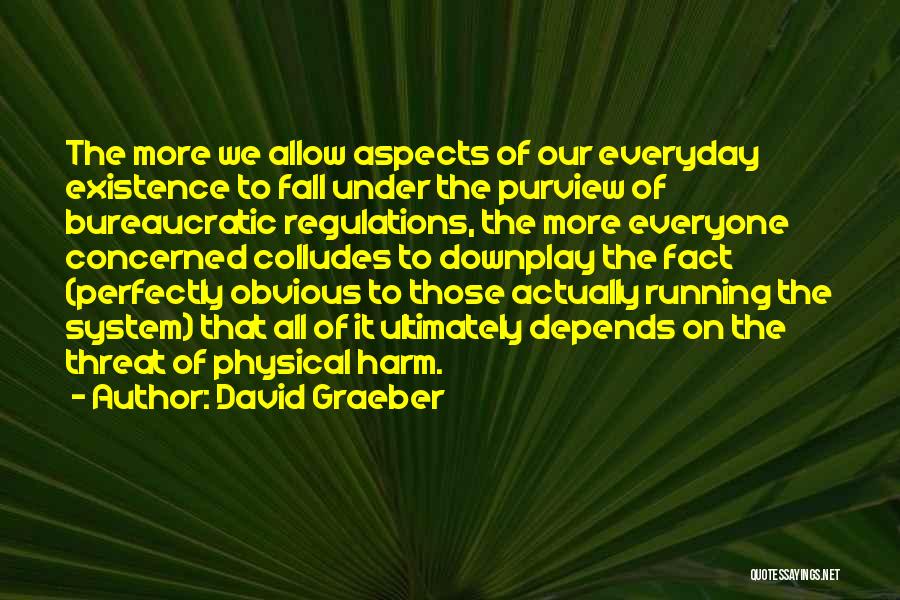 David Graeber Quotes: The More We Allow Aspects Of Our Everyday Existence To Fall Under The Purview Of Bureaucratic Regulations, The More Everyone
