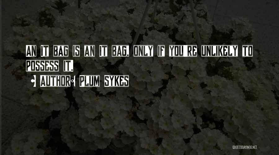 Plum Sykes Quotes: An It Bag Is An It Bag, Only If You're Unlikely To Possess It.