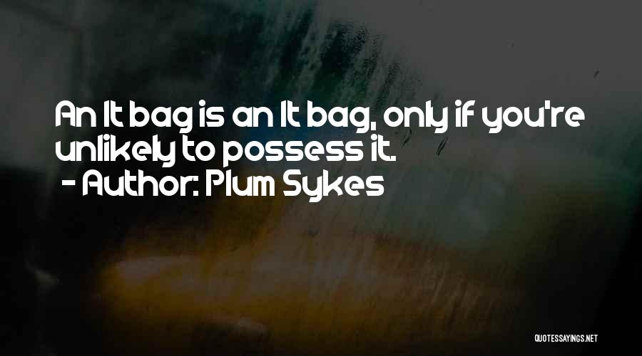 Plum Sykes Quotes: An It Bag Is An It Bag, Only If You're Unlikely To Possess It.