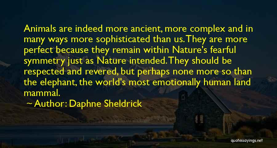 Daphne Sheldrick Quotes: Animals Are Indeed More Ancient, More Complex And In Many Ways More Sophisticated Than Us. They Are More Perfect Because