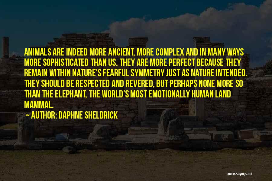 Daphne Sheldrick Quotes: Animals Are Indeed More Ancient, More Complex And In Many Ways More Sophisticated Than Us. They Are More Perfect Because