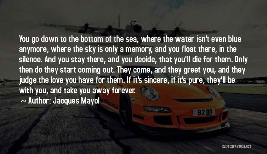 Jacques Mayol Quotes: You Go Down To The Bottom Of The Sea, Where The Water Isn't Even Blue Anymore, Where The Sky Is