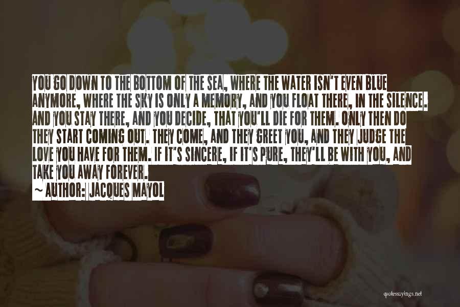 Jacques Mayol Quotes: You Go Down To The Bottom Of The Sea, Where The Water Isn't Even Blue Anymore, Where The Sky Is