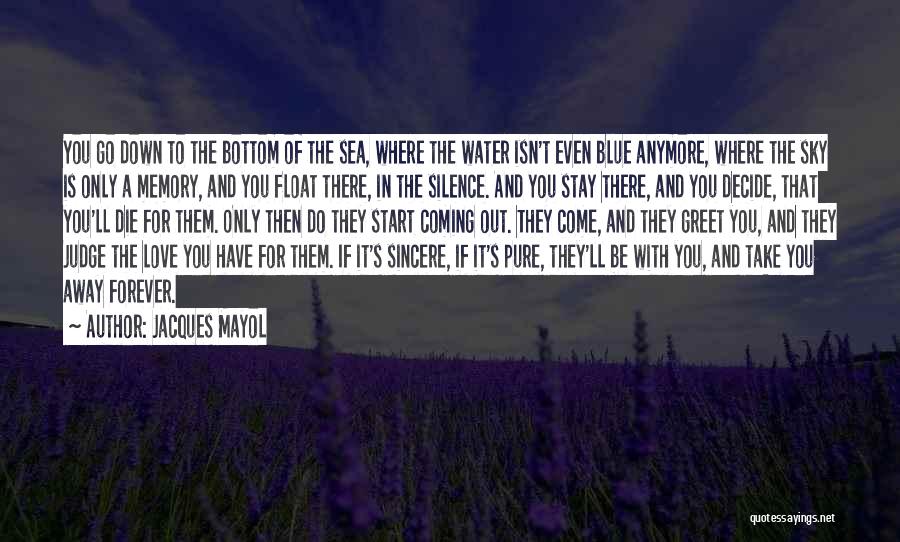 Jacques Mayol Quotes: You Go Down To The Bottom Of The Sea, Where The Water Isn't Even Blue Anymore, Where The Sky Is