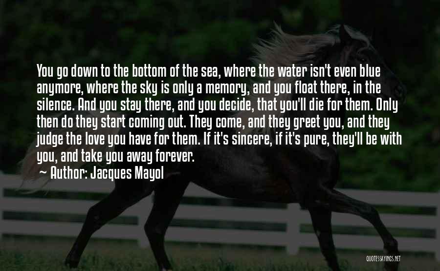 Jacques Mayol Quotes: You Go Down To The Bottom Of The Sea, Where The Water Isn't Even Blue Anymore, Where The Sky Is