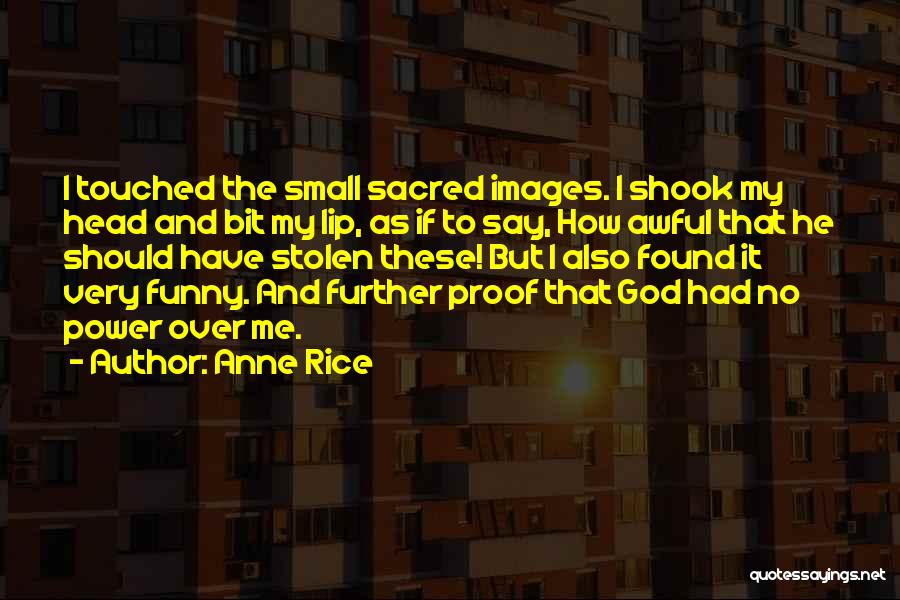 Anne Rice Quotes: I Touched The Small Sacred Images. I Shook My Head And Bit My Lip, As If To Say, How Awful