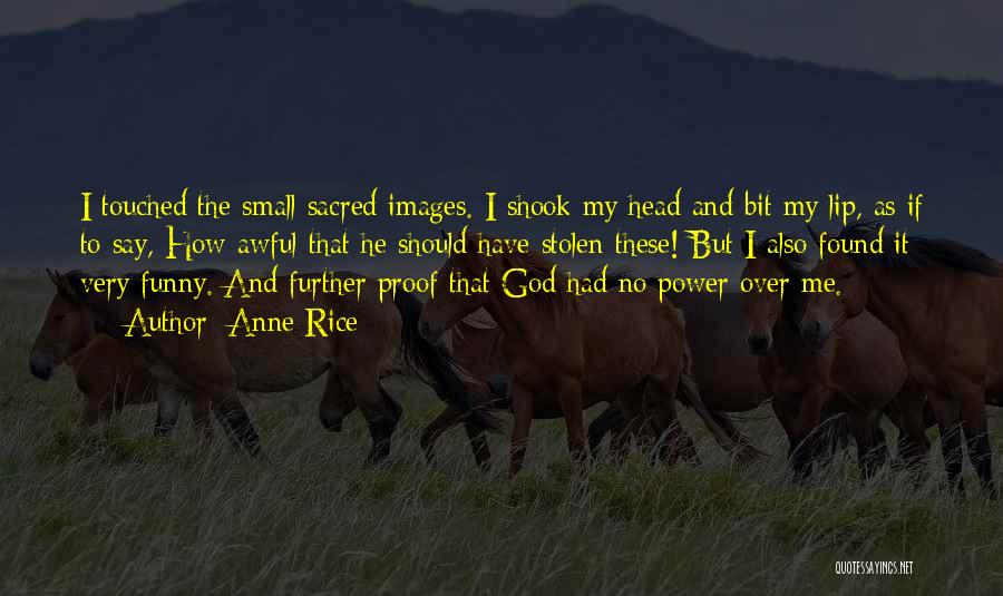 Anne Rice Quotes: I Touched The Small Sacred Images. I Shook My Head And Bit My Lip, As If To Say, How Awful