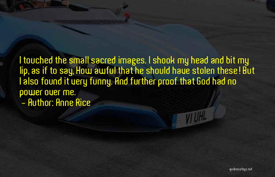Anne Rice Quotes: I Touched The Small Sacred Images. I Shook My Head And Bit My Lip, As If To Say, How Awful