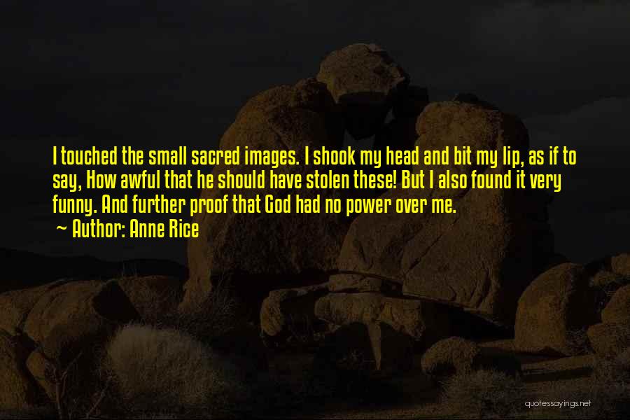 Anne Rice Quotes: I Touched The Small Sacred Images. I Shook My Head And Bit My Lip, As If To Say, How Awful