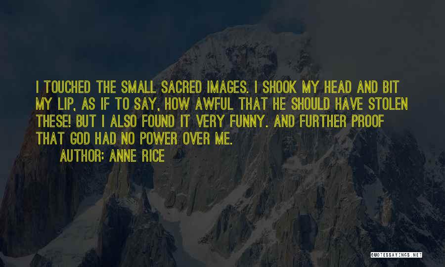 Anne Rice Quotes: I Touched The Small Sacred Images. I Shook My Head And Bit My Lip, As If To Say, How Awful