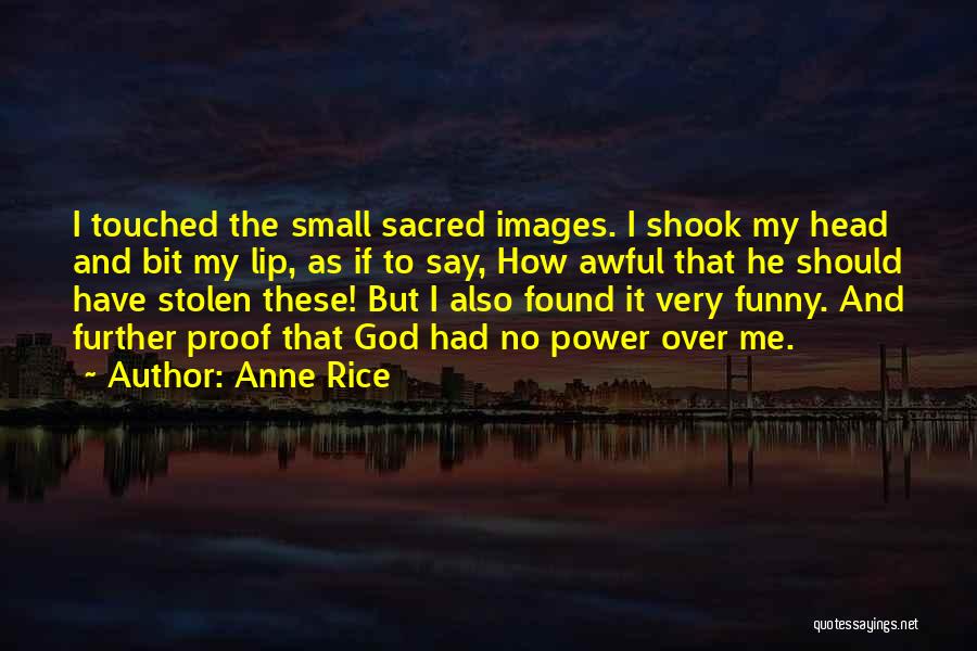 Anne Rice Quotes: I Touched The Small Sacred Images. I Shook My Head And Bit My Lip, As If To Say, How Awful