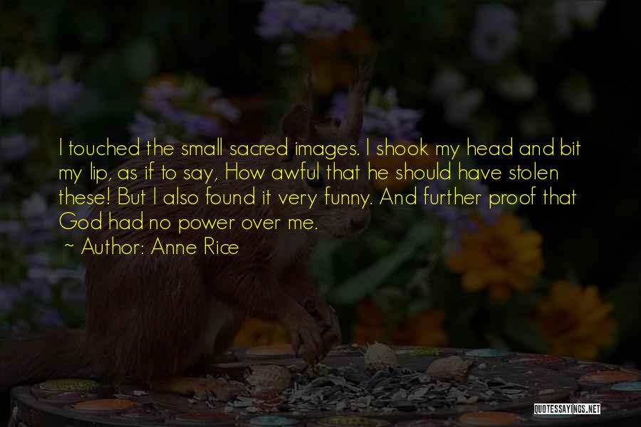 Anne Rice Quotes: I Touched The Small Sacred Images. I Shook My Head And Bit My Lip, As If To Say, How Awful