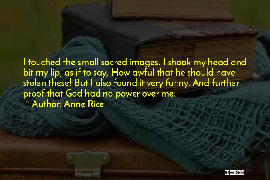 Anne Rice Quotes: I Touched The Small Sacred Images. I Shook My Head And Bit My Lip, As If To Say, How Awful