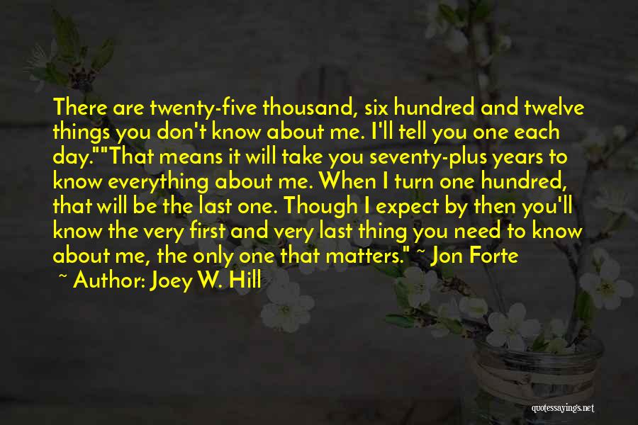 Joey W. Hill Quotes: There Are Twenty-five Thousand, Six Hundred And Twelve Things You Don't Know About Me. I'll Tell You One Each Day.that