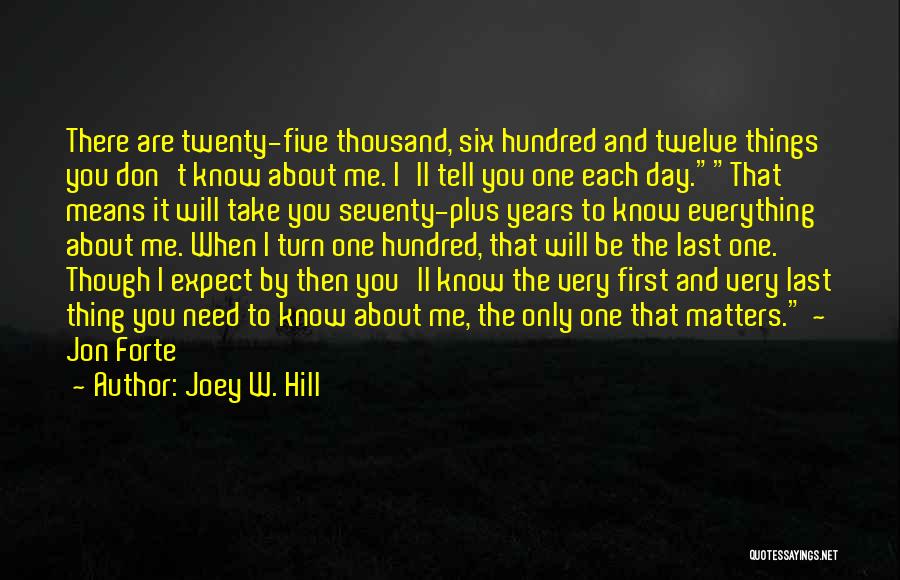 Joey W. Hill Quotes: There Are Twenty-five Thousand, Six Hundred And Twelve Things You Don't Know About Me. I'll Tell You One Each Day.that