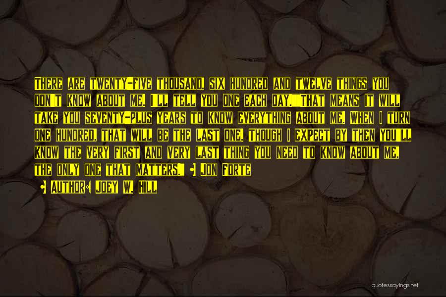 Joey W. Hill Quotes: There Are Twenty-five Thousand, Six Hundred And Twelve Things You Don't Know About Me. I'll Tell You One Each Day.that