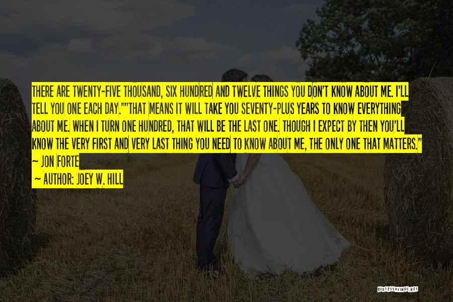 Joey W. Hill Quotes: There Are Twenty-five Thousand, Six Hundred And Twelve Things You Don't Know About Me. I'll Tell You One Each Day.that