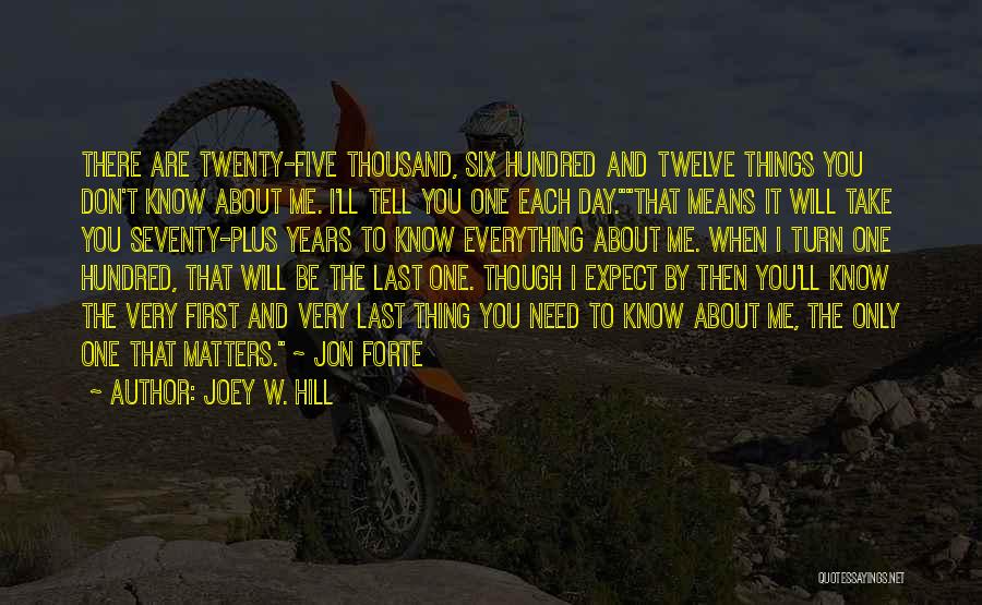 Joey W. Hill Quotes: There Are Twenty-five Thousand, Six Hundred And Twelve Things You Don't Know About Me. I'll Tell You One Each Day.that