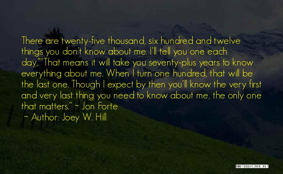 Joey W. Hill Quotes: There Are Twenty-five Thousand, Six Hundred And Twelve Things You Don't Know About Me. I'll Tell You One Each Day.that